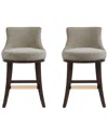Manhattan Comfort Set Of 2 Lucia Chenille Counter Stools With Beech Wood Legs In Brown