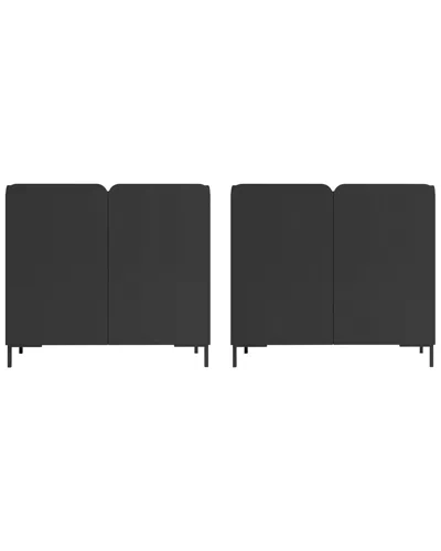 Manhattan Comfort Set Of 2 Mid-century Modern Bogardus Accent Cabinets In Black