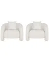 Manhattan Comfort Set Of 2 Modern Sylvia Tweed Accent Chairs With Accent  Pillow In White