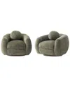 Manhattan Comfort Set Of 2 Modern Tribeca Chenille Accent Chairs
