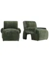 Manhattan Comfort Set Of 2 Modern Verandah Chenille Accent Chairs In Green