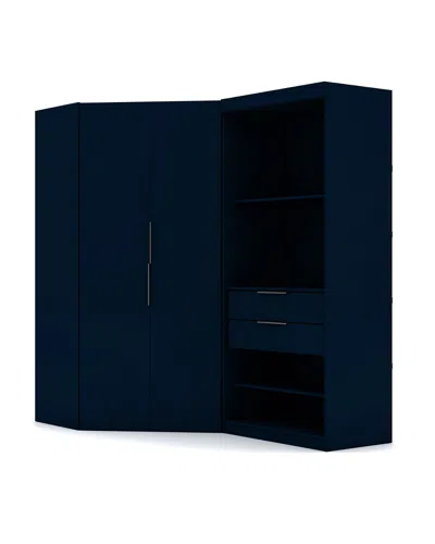 Manhattan Comfort Set Of 2 Mulberry 2.0 Semi Open 2-sectional Corner Closets In Blue