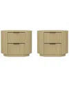 Manhattan Comfort Set Of 2 Olivia Modern Nightstands With 4 Drawers In Neutral