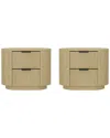 Manhattan Comfort Set Of 2 Olivia Modern Nightstands With 4 Drawers In Neutral