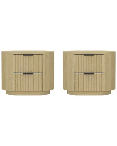 MANHATTAN COMFORT MANHATTAN COMFORT SET OF 2 OLIVIA MODERN NIGHTSTANDS WITH 4 DRAWERS