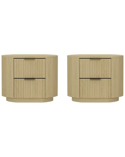 Manhattan Comfort Set Of 2 Olivia Modern Nightstands With 4 Drawers In Neutral