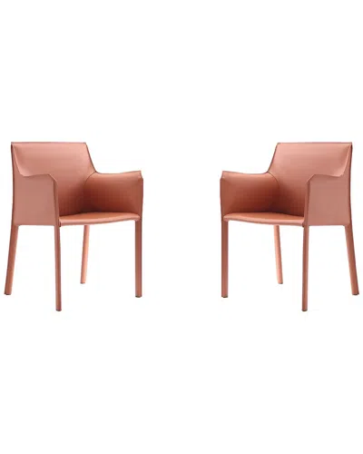 Manhattan Comfort Set Of 2 Paris Dining Armchairs In Pink