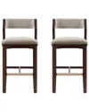 Manhattan Comfort Set Of 2 Patricia Velvet Barstools With Beech Wood Legs In Nude