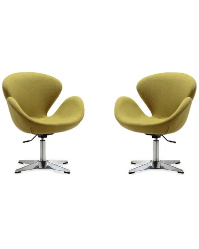 Manhattan Comfort Set Of 2 Raspberry Adjustable Swivel Chairs