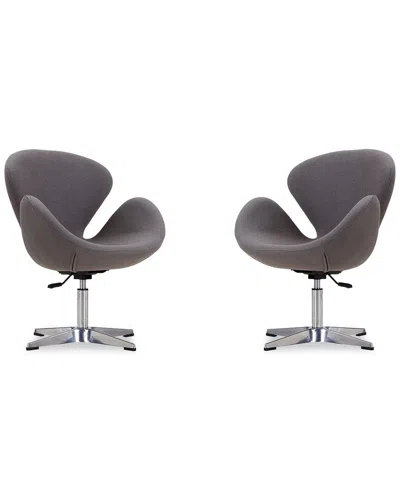 Manhattan Comfort Set Of 2 Raspberry Adjustable Swivel Chairs