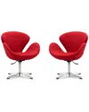 Manhattan Comfort Set Of 2 Raspberry Adjustable Swivel Chairs