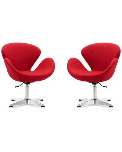 MANHATTAN COMFORT MANHATTAN COMFORT SET OF 2 RASPBERRY ADJUSTABLE SWIVEL CHAIRS