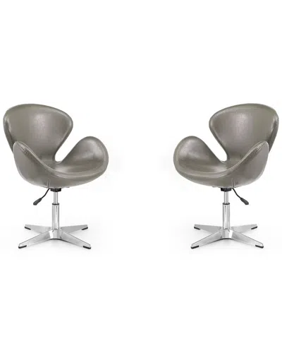 Manhattan Comfort Raspberry Faux Leather Adjustable Swivel Chair In