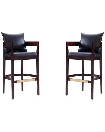 Manhattan Comfort Set Of 2 Ritz Bar Stools In Brown
