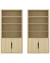 Manhattan Comfort Set Of 2 Rivington Modern Bookcase Cabinets (4-shelf) In Neutral