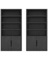 Manhattan Comfort Set Of 2 Rivington Modern Bookcase Cabinets (4-shelf) In Black