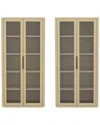 Manhattan Comfort Set Of 2 Rivington Modern Bookcase Cabinets (5-shelf) In Neutral