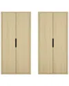 Manhattan Comfort Set Of 2 Rivington Modern Bookcase Cabinets (5-shelf) In Neutral