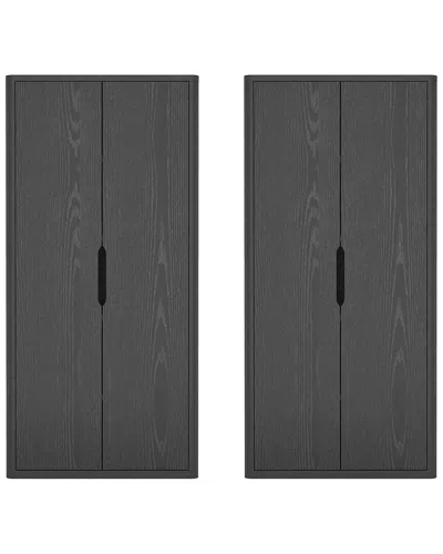 Manhattan Comfort Set Of 2 Rivington Modern Bookcase Cabinets (5-shelf) In Black