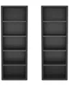 Manhattan Comfort Set Of 2 Rivington Modern Open Bookcases (5-shelf) In Black