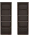 Manhattan Comfort Set Of 2 Rivington Modern Open Bookcases (5-shelf) In Brown