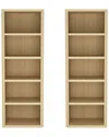 Manhattan Comfort Set Of 2 Rivington Modern Open Bookcases (5-shelf) In Brown