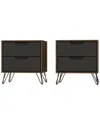 Manhattan Comfort Set Of 2 Rockefeller 2.0 Nightstands In Natural