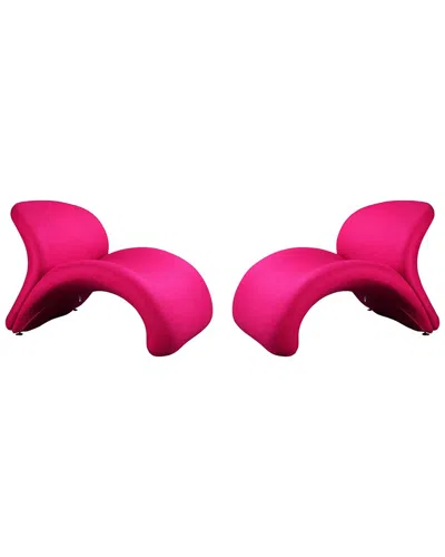 Manhattan Comfort Set Of 2 Rosebud Accent Chairs In Fuchsia