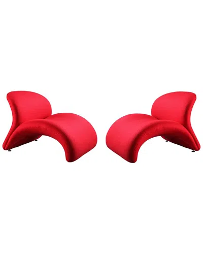 Manhattan Comfort Set Of 2 Rosebud Accent Chairs In Red