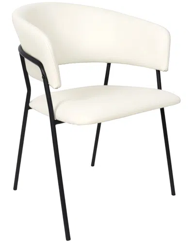 Manhattan Comfort Set Of 2 Slate Metal Vegan Leather Armchairs In White