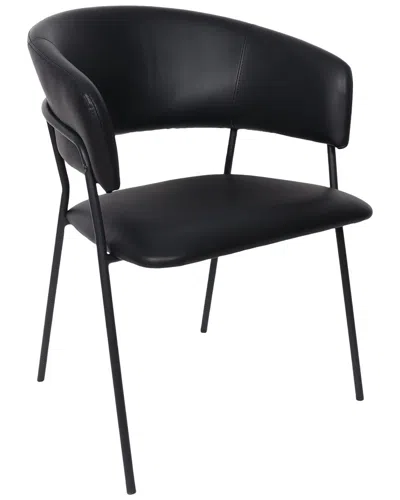 Manhattan Comfort Set Of 2 Slate Metal Vegan Leather Armchairs In Black