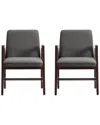 Manhattan Comfort Set Of 2 Stella Velvet Dining Armchairs With Beech Wood Legs In Brown