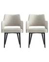 Manhattan Comfort Set Of 2 Tremont Modern Leatherette Dining Arm Chairs With  Metal Legs In Neutral