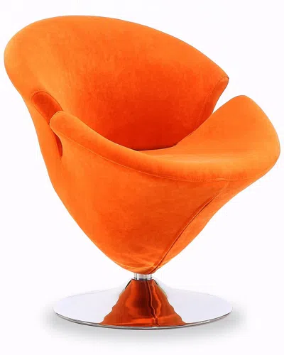 Manhattan Comfort Set Of 2 Tulip Swivel Accent Chairs In Orange