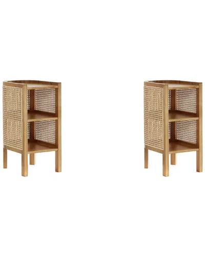 Manhattan Comfort Set Of 2 Versailles End Tables In Brown