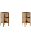 Manhattan Comfort Versailles End Table In Nature Cane - Set Of 2