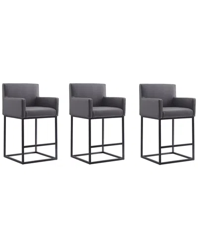 MANHATTAN COMFORT MANHATTAN COMFORT SET OF 3 AMBASSADOR COUNTER STOOLS