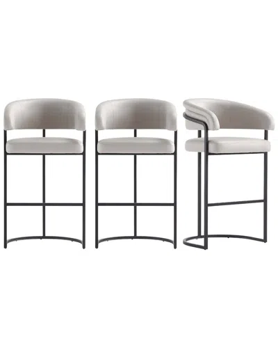Manhattan Comfort Set Of 3 Augusta Barstools In Gray