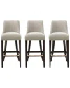 Manhattan Comfort Set Of 3 Beever Chenille Barstools With Rubberwood Legs