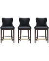 Manhattan Comfort Set Of 3 Blair Leatherette Counter Stools With Beech Wood  Legs In Black