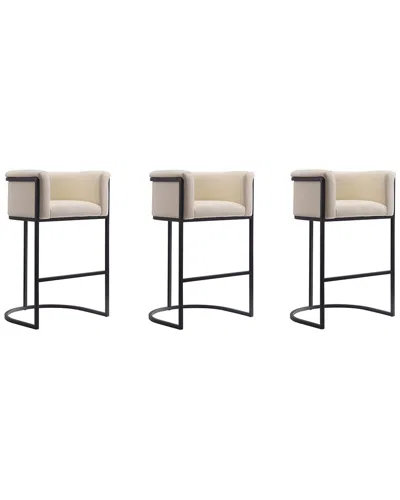 Manhattan Comfort Set Of 3 Cosmopolitan Bar Stools In Neutral