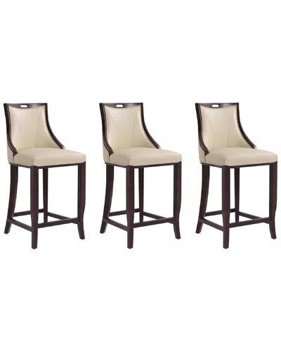 Manhattan Comfort Set Of 3 Emperor Bar Stools In Brown