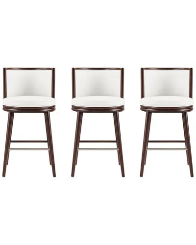 MANHATTAN COMFORT MANHATTAN COMFORT SET OF 3 EVALYN LEATHERETTE BARSTOOLS WITH BEECH WOOD LEGS