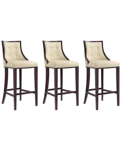 Manhattan Comfort Set Of 3 Fifth Avenue Bar Stools In Brown