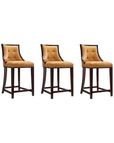 Manhattan Comfort Set Of 3 Fifth Avenue Counter Stools In Orange