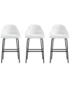 Manhattan Comfort Set Of 3 Gracie Modern Leatherette Barstools With Steel Legs