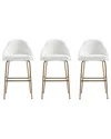 Manhattan Comfort Set Of 3 Gracie Modern Leatherette Barstools With Steel Legs