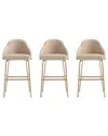 Manhattan Comfort Set Of 3 Gracie Modern Leatherette Barstools With Steel Legs