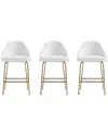 Manhattan Comfort Set Of 3 Gracie Modern Leatherette Barstools With Steel Legs
