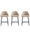 Manhattan Comfort Set Of 3 Gracie Modern Leatherette Barstools With Steel Legs